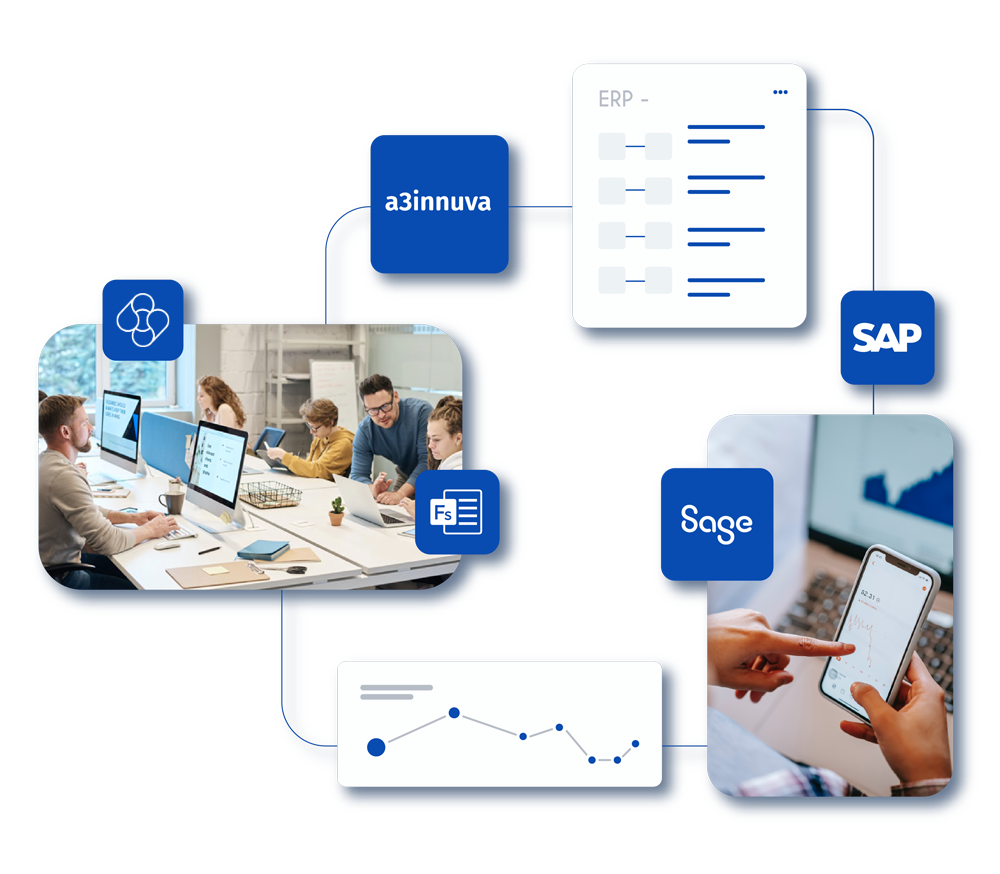Imagen con iconos de conectores ERP